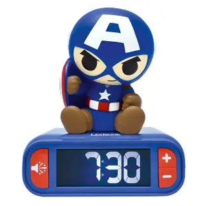 Despertador con luz y sonidos Lexibook Captain America 3D image-0