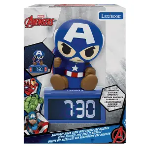 Despertador con luz y sonidos Lexibook Captain America 3D image-2