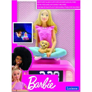 Digital alarm clock with luminous nightlight, 3d barbie, and sound effects Lexibook image-2