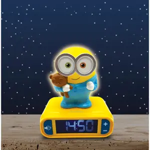 Réveil avec veilleuse en 3d design les minions et effets sonores Lexibook image-3