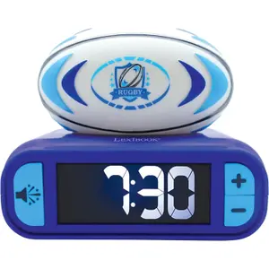 Digital alarm clock with 3d rugby ball light and sound effects Lexibook image-0