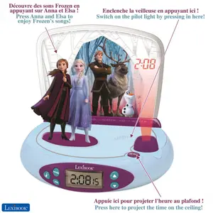 Snow Queen projector alarm clock with anna and elsa in 3d and magical sounds Lexibook image-1