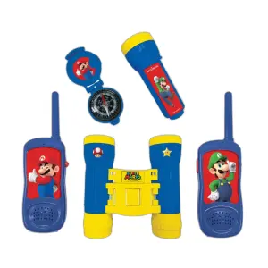 Ute-spel äventyrskit med walkie-talkies 120m räckvidd, kikare och kompass Lexibook Super Mario image-0