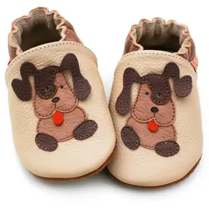Soft baby boy slippers Liliputi Beige Doggies image-0