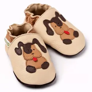 Soft baby boy slippers Liliputi Beige Doggies image-1