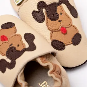 Soft baby boy slippers Liliputi Beige Doggies image-3