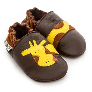 Soft baby boy slippers Liliputi Brown Giraffe image-0