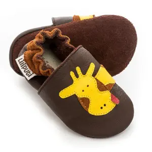 Soft baby boy slippers Liliputi Brown Giraffe image-1