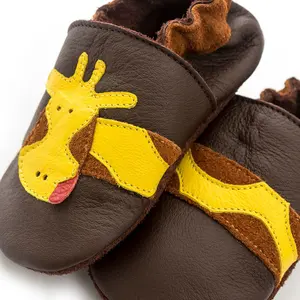 Soft baby boy slippers Liliputi Brown Giraffe image-6
