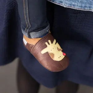 Soft baby boy slippers Liliputi Brown Giraffe image-5