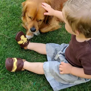 Soft baby boy slippers Liliputi Brown Giraffe image-2