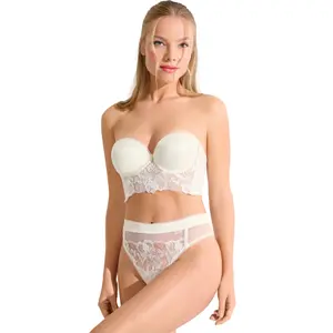 Hohe taillierte Brazilian-Culotte mit abnehmbaren Straps für Frauen Lisca Eminence Mariage image-4