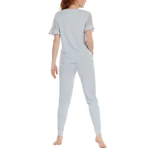 Pyjama pantalon top manches courtes femme Lisca Smooth image-3