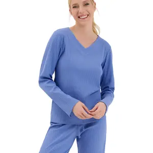 Dames pyjama met V-hals en lange mouwen Lisca Lucky image-1