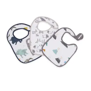 Set of 3 cotton muslin baby bibs Little Unicorn Dino Friends image-0