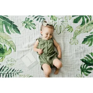 Cotton muslin photo blanket with baby step cards Little Unicorn image-6