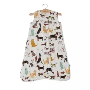 Lightweight baby sleeping bag in cotton muslin Little Unicorn Woof image-0