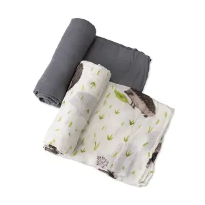 Set of 2 baby swaddle towels Little Unicorn Deluxe Bambou image-0