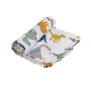 Cotton muslin baby diaper Little Unicorn Dino Friends image-0