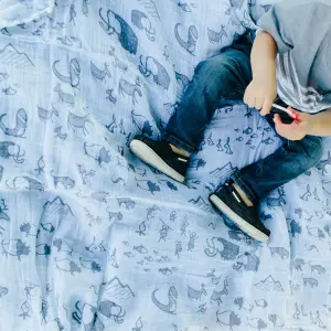 Set of 3 cotton muslin baby diapers Little Unicorn Dino Friends image-4