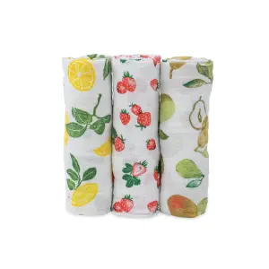 Set of 3 cotton baby swaddling towels Little Unicorn Tetra image-0