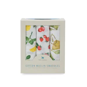 Set of 3 cotton baby swaddling towels Little Unicorn Tetra image-1