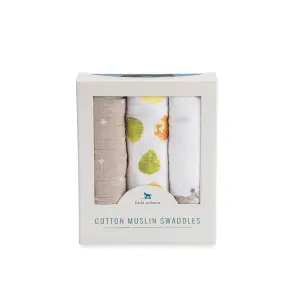 Set of 3 cotton baby swaddling towels Little Unicorn Tetra image-0