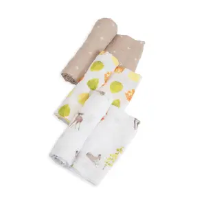 Set of 3 cotton baby swaddling towels Little Unicorn Tetra image-1