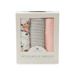 Set of 3 cotton muslin baby diapers Little Unicorn image-1