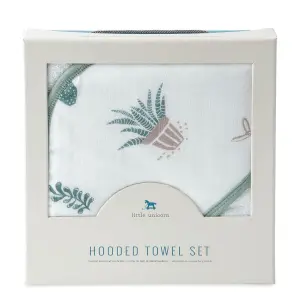 Cotton muslin-lined bath cape and baby washcloth Little Unicorn image-1