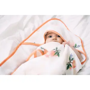 Cotton muslin-lined bath cape and baby washcloth Little Unicorn image-2