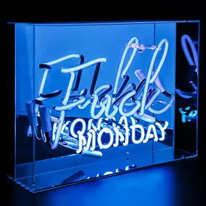 Neon illuminated sign Locomocean Fck Monday Blue image-0