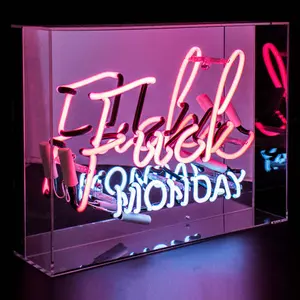 Neon illuminated sign Locomocean Fck Monday Pink image-0