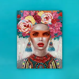Wandmalerei Locomocean Woman Floral Headdress image-1