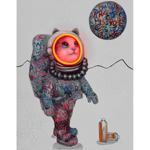 Wandmalerei led neon Locomocean Space Cat image-0