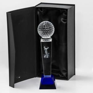 Crystal golf trophy Longridge