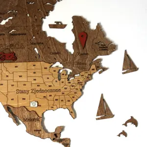 World Map Wall Decoration LosokaWood 3D Wzór 12 image-3
