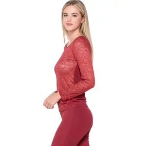 Dames lange mouwen T-shirt met kant top Luna Micro Touch Lace image-2