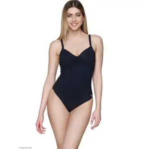 Womens Pleated Underwired One-Piece Swimsuit Luna Blue Sense