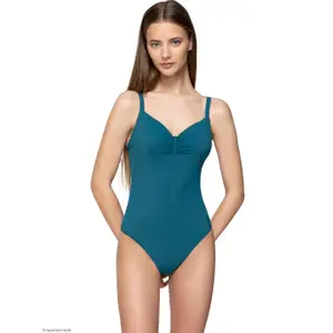 Womens Pleated Underwired One-Piece Swimsuit Luna Blue Sense