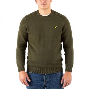 Sweter dzianinowy z okrągłym dekoltem i detalami Lyle & Scott