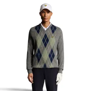 Pulôver de lã de carneiro com decote em V Lyle & Scott Blend Arygle image-0