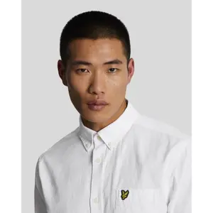 Camisa de manga larga de botones de lino y algodón Lyle & Scott image-4