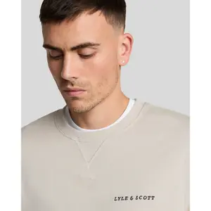 Embroidered round neck sweatshirt Lyle & Scott Loopback image-4
