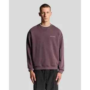 Sudadera de cuello redondo con impresión de texto cepillado Lyle & Scott image-1