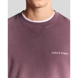 Sudadera de cuello redondo con impresión de texto cepillado Lyle & Scott image-3