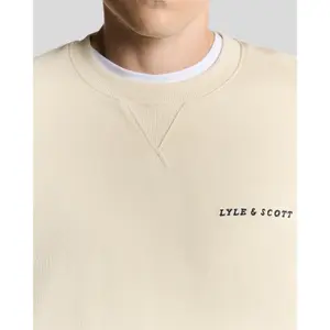 Sudadera de cuello redondo con impresión de texto cepillado Lyle & Scott image-3