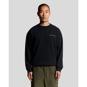 Sudadera de cuello redondo con impresión de texto cepillado Lyle & Scott image-1