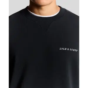 Sudadera de cuello redondo con impresión de texto cepillado Lyle & Scott image-3