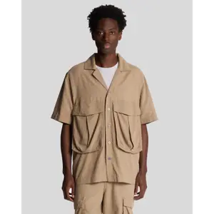 V-neck cotton and linen shirt Lyle & Scott image-1